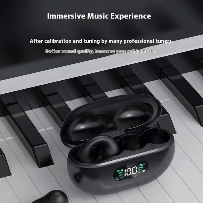 White - Wireless bluetooth Earphone HiFi Sound HD Calls 36H Playback LED Digital Display Low Game De