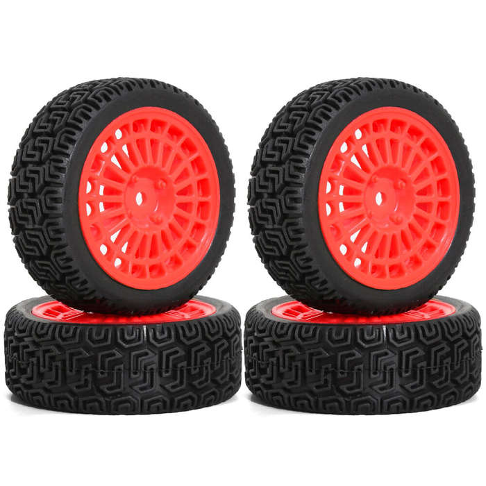 Red - 4PCS Upgraded RC Car Parts Wheel Tires for 70mm RV 1/10 Tamiya xv02 RC Car Vehicle Models Acce