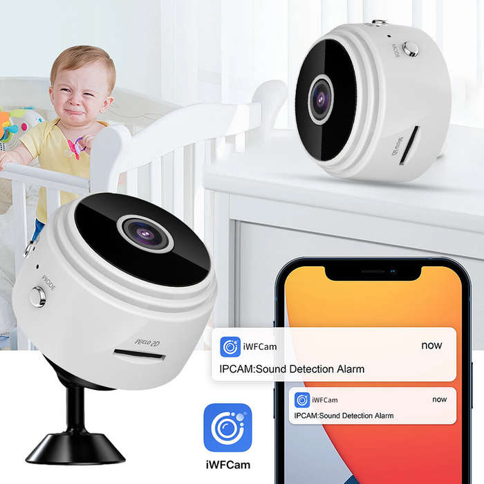 Black - A9 Upgraded 1080P HD Mini Wireless WIFI IP Camera DVR Motion Detection Night Vision Sound De