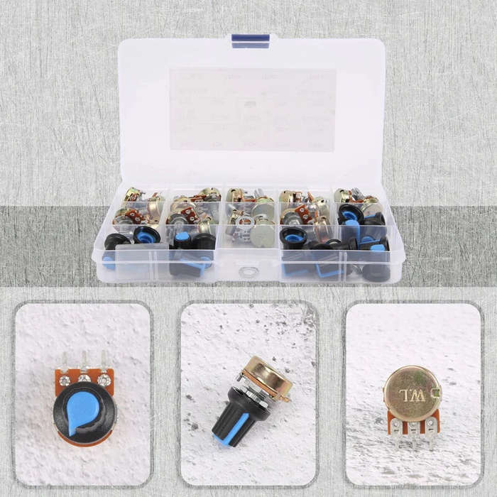 18Pcs/lot 9 Values WH148 Potentiometer B1K 2K 5K 10K 20K 50K 100K 250k 500K 1M ohm Linear Rotary Pot