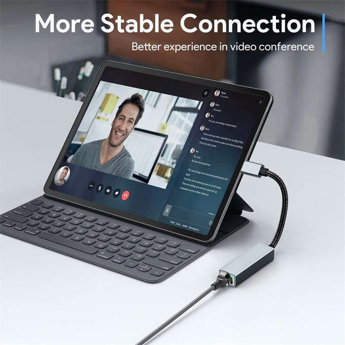 Grey - USB Type C to Gigabit Network Card Port Network Cable Adapter USB-C to RJ45 Driveless for Lap