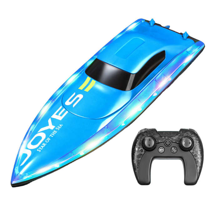 Red - 4DRC S7 RTR 2.4G RC Boat Waterproof Speedboat LED Light High Speed Remote Control Ship Dual Mo
