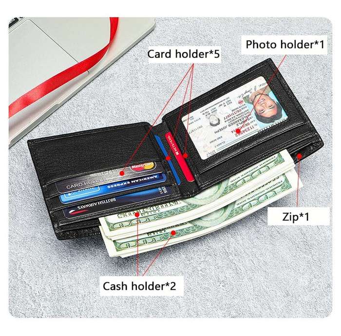 #3 - Ekphero Men's Genuine Leather Wallet Crocodile Texture Business Wallet Fashion Cowhide Bifold M