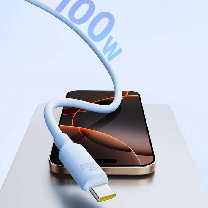 Blue - Baseus CB000179 100W Type-C to Type-C Magnetic Cable Fast Charging Data Transmission Tinned C