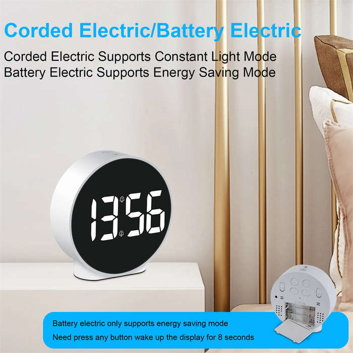 #A - Multifunctional Compact LED Digital Alarm Clock with Dual Alarm Snooze 12/24H Display Adjustabl