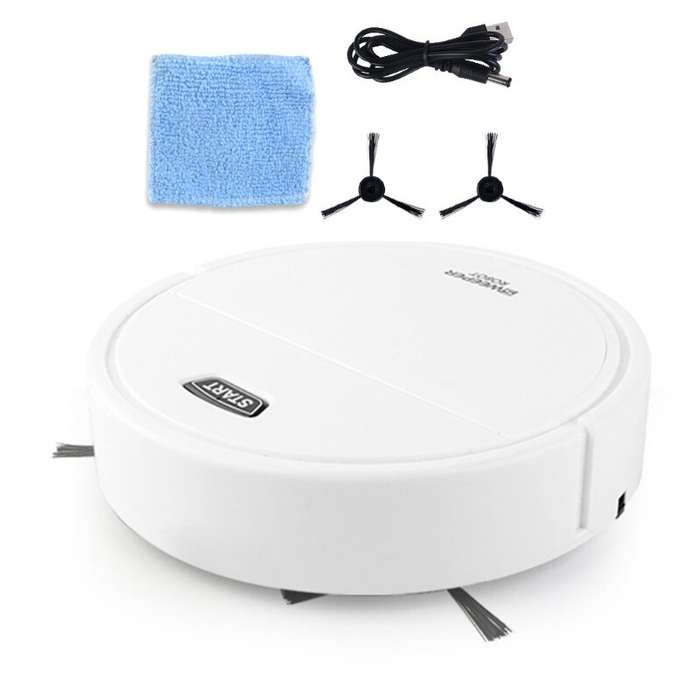 Black - 3-in-1 Sweeping Vacuum Mopping Rechargeable Smart Cleaning Robot 1200Pa Power Suction Large
