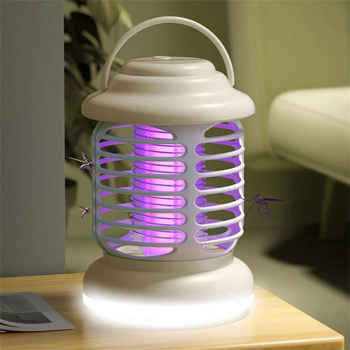 Khaki - USB Rechargeable Mini LED Mosquito Killer Lamp UV Phototronic Trap & Electric Shock Zapper P