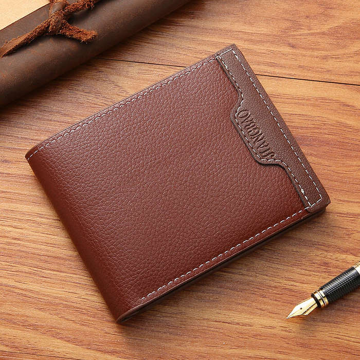 Black - Men's PU Leather Wallet Slim Purses Multifunction Card Holder Large Capacity Bags Coin Purse