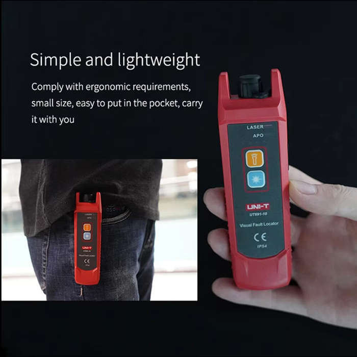 Black Red - UNI-T UT691-10 Visual Fault Locator 10mW Laser Output 8-10km Fiber Range LED Flashlight
