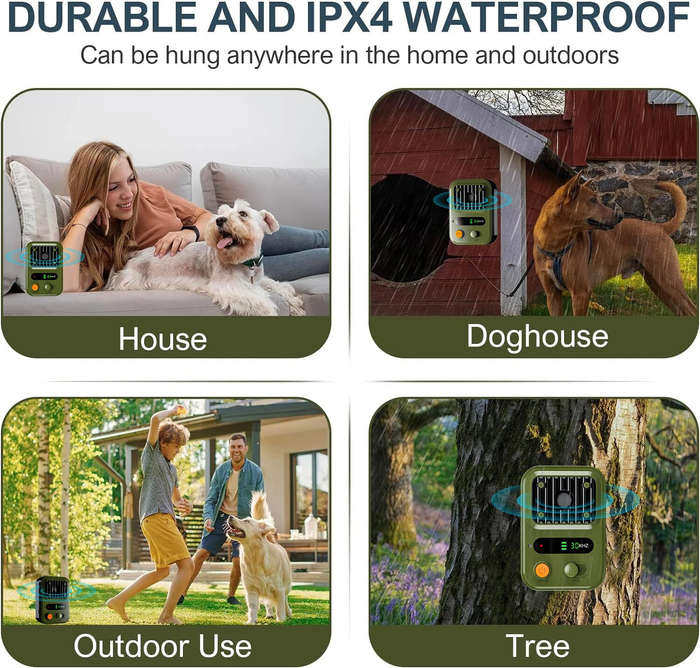 Green - 1500mAh Portable Ultrasonic Outdoor Dog Bark Stopper Ultrasonic Barking Stop Device for Dog