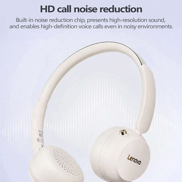 White - Lenovo EB300 Wireless Headset bluetooth 5.4 Headphone 40mm Powerful Drivers Stereo Surround