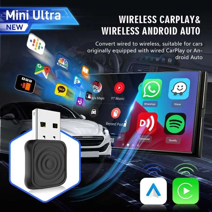 Black - CarlinKit Mini Ultra Wireless USB Adapter for Car CarPlay Android Auto Stability and Conveni