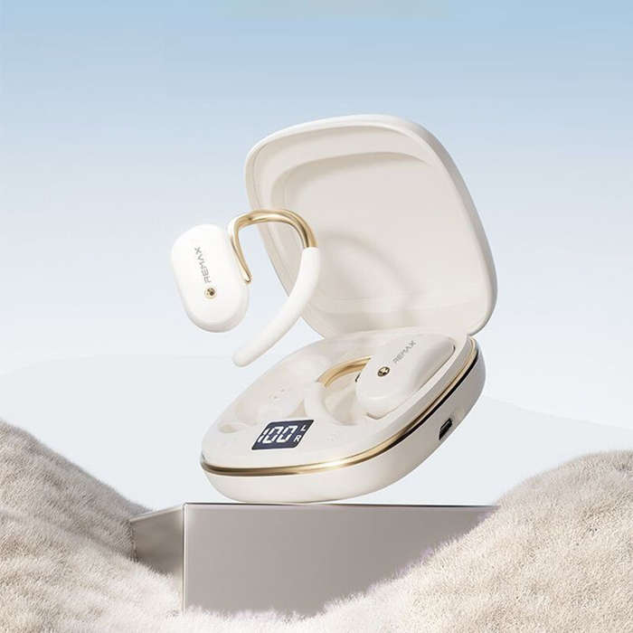 Black - RemaxOpenBuds KF01 TWS Earbuds bluetooth 5.4 Earphone 14.2mm Moving Coil 360 Surround Stereo