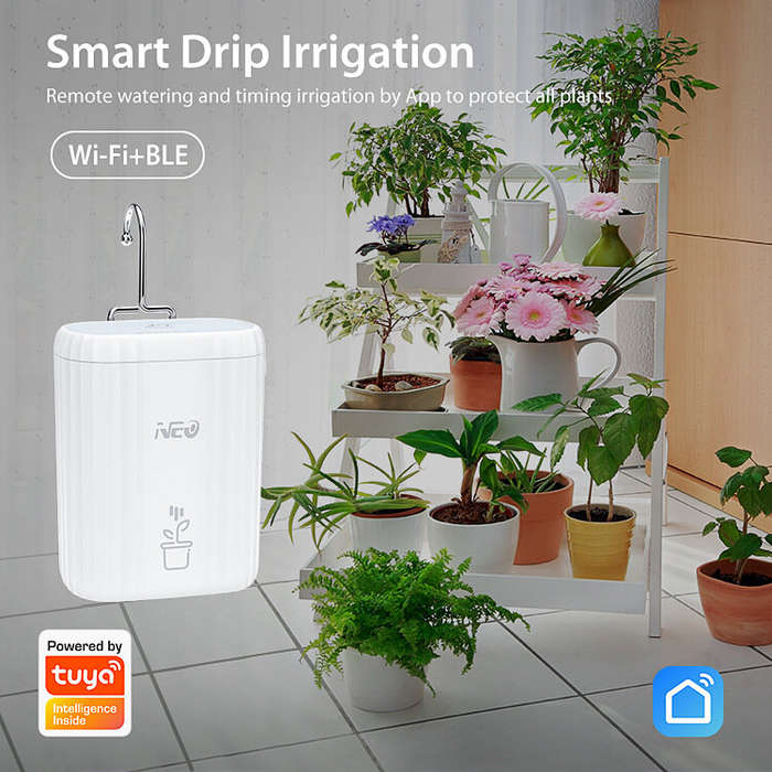 White - NEO WiFi Smart Drip Irrigation Kit for 10 Potted Plants Automatic Plant Waterer App Control