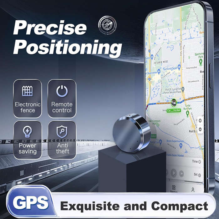 Black - Portable Mini GPS Tracker Device for Vehicles Kids Dogs Trucks Real-Time Location Tracking