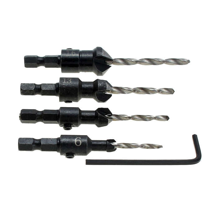 Drillpro DB-C2 4pcs Carpentry Countersink Drill Bit Set Wood Working Tools