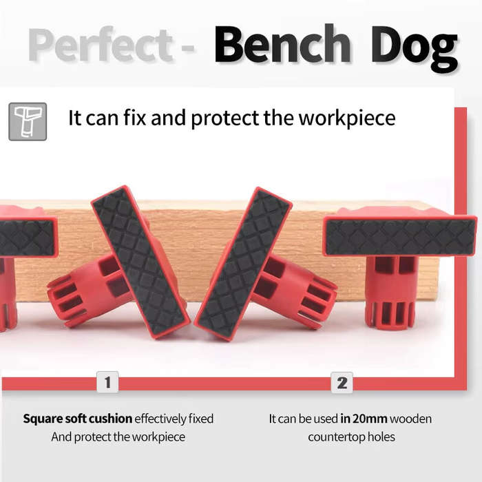 Red - 4PCS 20mm MFT Non-Slip Bench Dogs Workbench Table Stops for Workbench Positioning and Stabilit