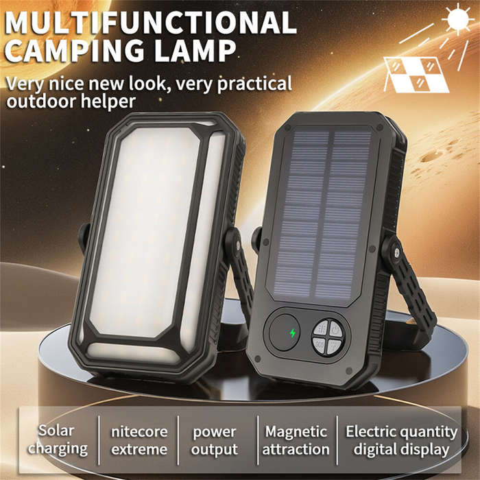 Black - Bikight XY-008 10000mAh Solar Rechargeable CBO Camping Light Portable Outdoor Camp Emergency