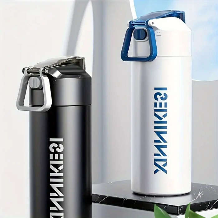Black - IPRee 316 Stainless Steel Insulated Thermos Water Bottle 600ml Portable Sports Bottle For Tr