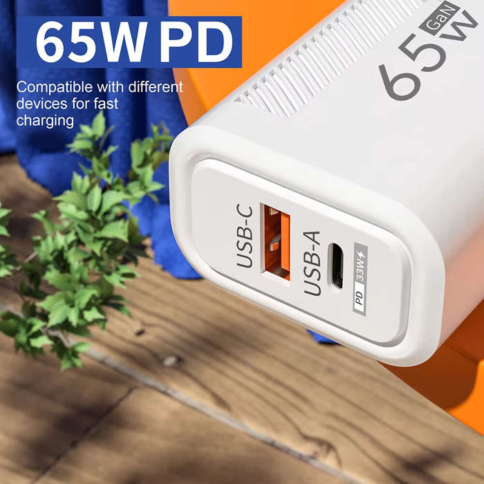 Black & EU Plug - [GaN Tech] APD-180 2-Port USB PD Charger USB-A+USB-C PD QC3.0 Fast Charging Wall C