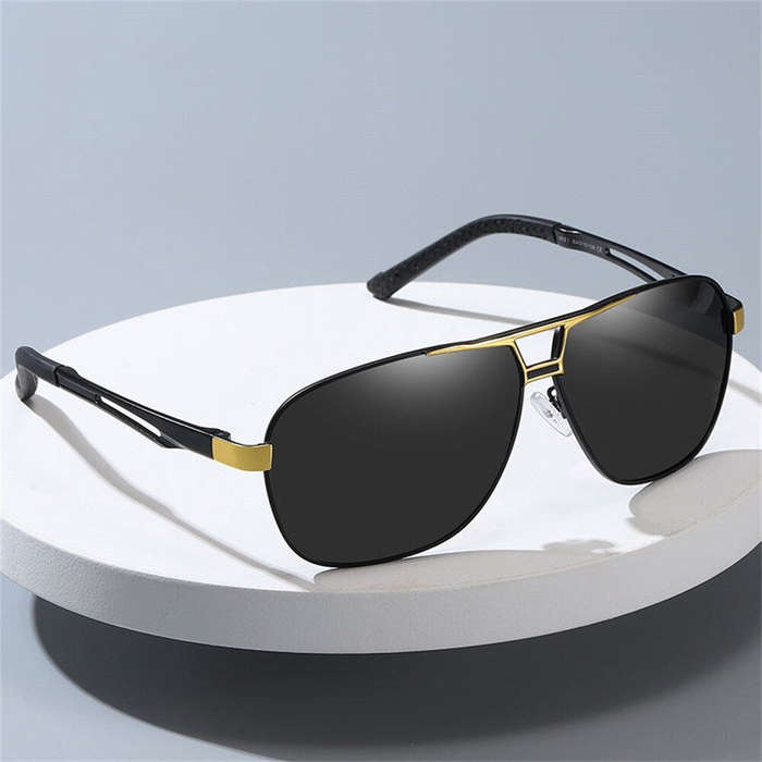Black - Aluminum Mg Fashion Polarized Sunglasses for Men Pilot Driving Classic UV400 Protection Sun