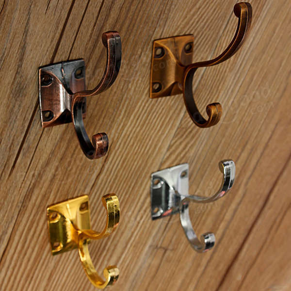 Silver - Retro Zinc Alloy Mount Hooks Towel Clothes Hat Coat Hanger for Door Wall