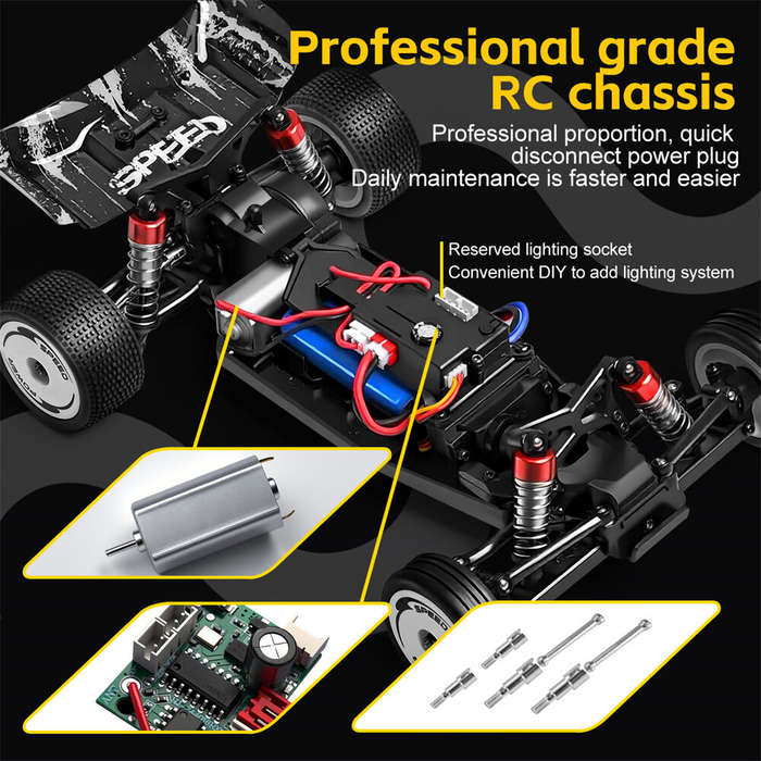 Black - Wltoys 244016 RTR 1/24 2.4G 2WD RC Car Full Proportional High Speed Electric Racer with Gyro