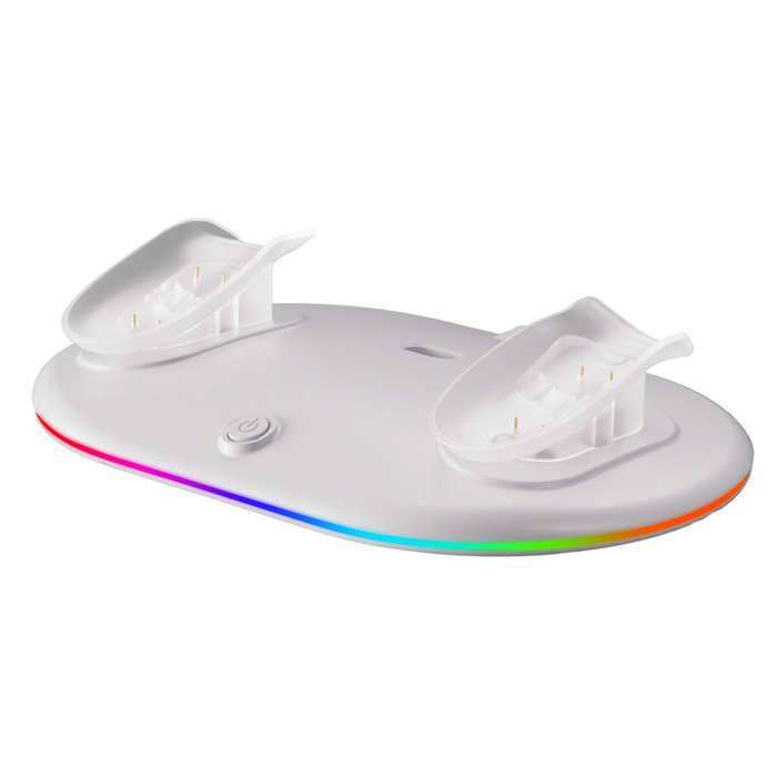 White - for Meta Quest 2/3/3s RGB Magnetic VR Controller Charger Dock Dual Gamepad Fast Charging Bas