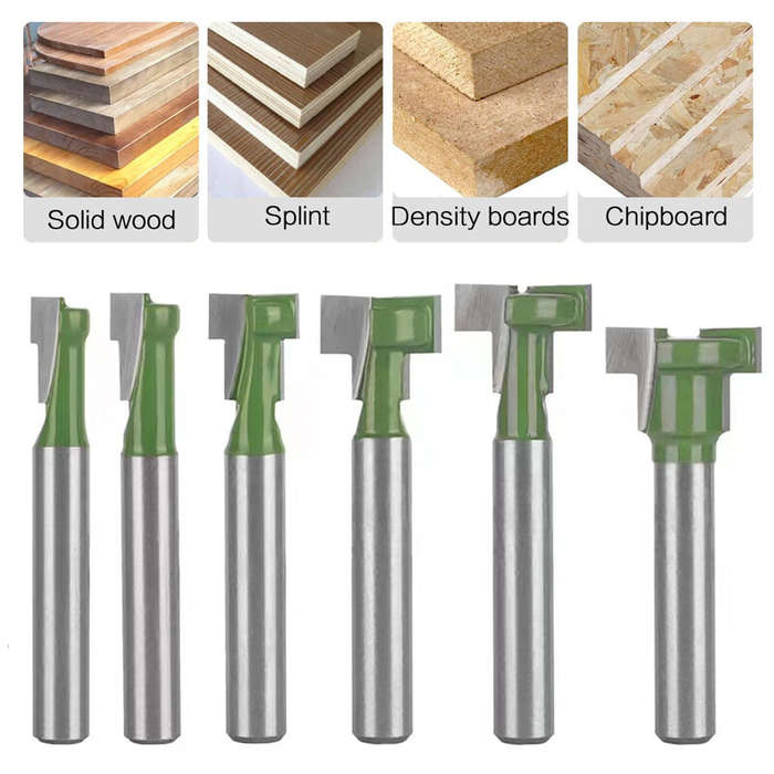 1/4 Inch 6.35mm Shank - 6PCS 1/4 Inch 6mm Shank Keyhole Router Bits Set T Track T-Slot Bolts Router