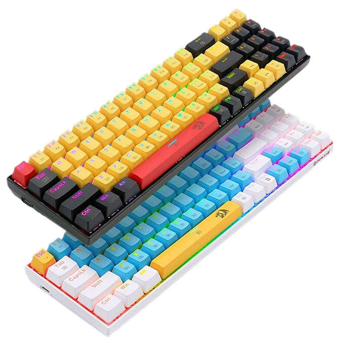 Blue/White[Monochrome] - REDRAGON K688 RGB Mechanical Gaming Keyboard 78-keys Hot-Swappable Two-colo