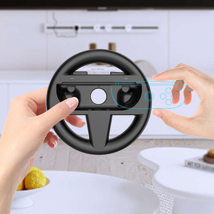 Black - JYS JYS-NS2275 2-Pack Switch2 Mario Karts Racing Steering Wheel 1 Large 1 Small Joy-Con Whee