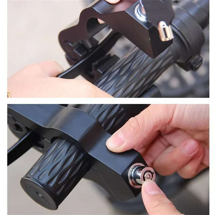 Black - XANES Anti-Theft Aluminum Alloy Handlebar Lock for Bike Motorcycle E-Bike Universal Portable