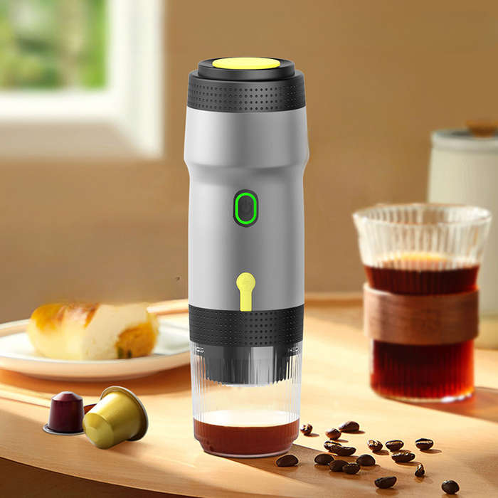 Silver - Comfook Portable Capsule Coffee Machine One-Touch Espresso Machine Cold & Hot Brew Recharge