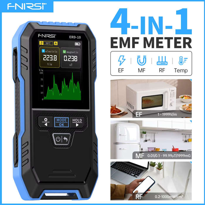 Black - FNIRSI ERD-10 Electromagnetic Radiation Detector Electric Magnetic RF Radiation Meter High A