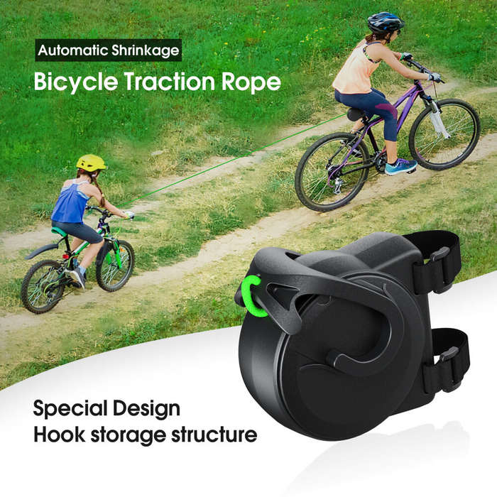 Black - XANES Strong Traction Bicycle Tow Rope Parent-Child Portable Elastic Trailer Pull Rope for M