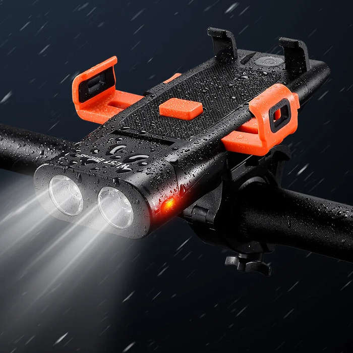WEST BIKING 5 IN 1 500Lm Brightness Bike Headlight 3000mAh Battery Waterproof 4 Light Modes Power Ba