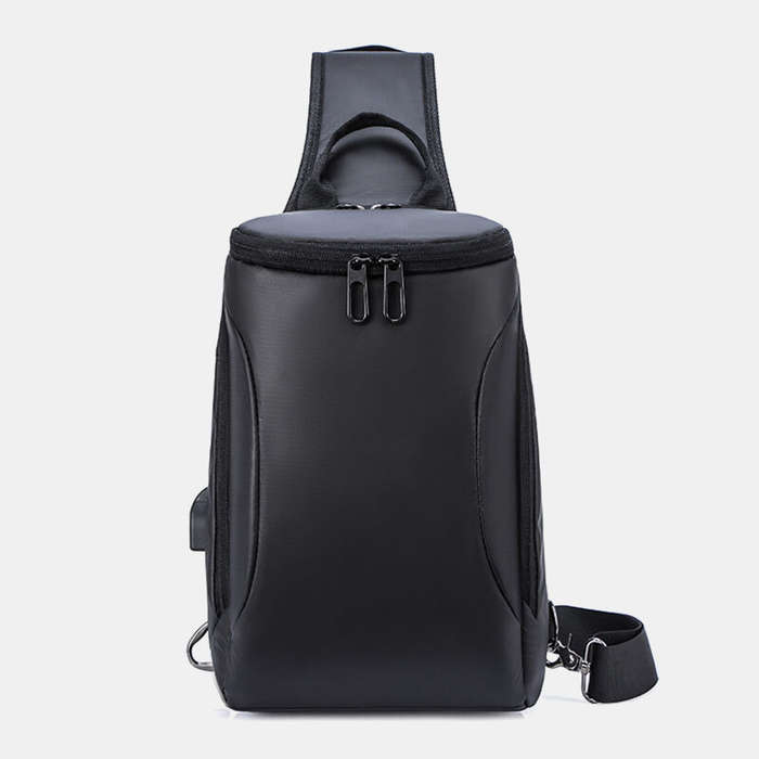 Black - Men Oxford USB Charging Anti-Theft Chest Bag Versatile Large Capacity Waterproof Night Refle
