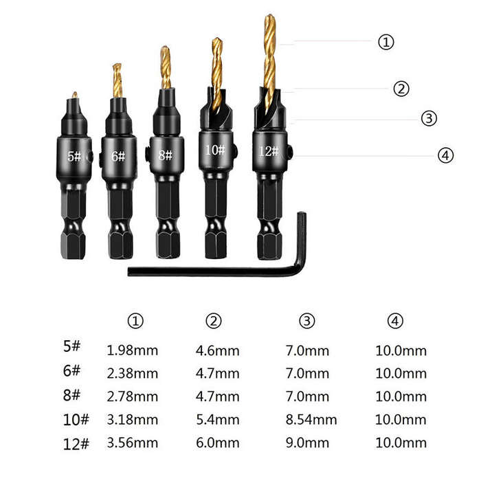 A - 14pcs Wood Plug Cutter Drill Cutting Tool Drill Bit Set Straight And Tapered Taper Woodworking C
