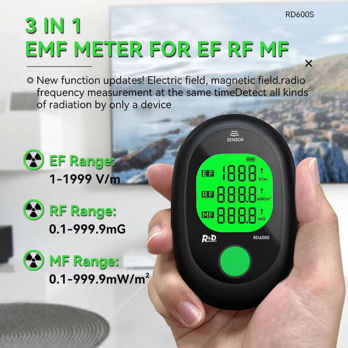 Black - 3in1 R&D RD600S EMF Meter Portable Electromagnetic Field Radiation discover Equipment