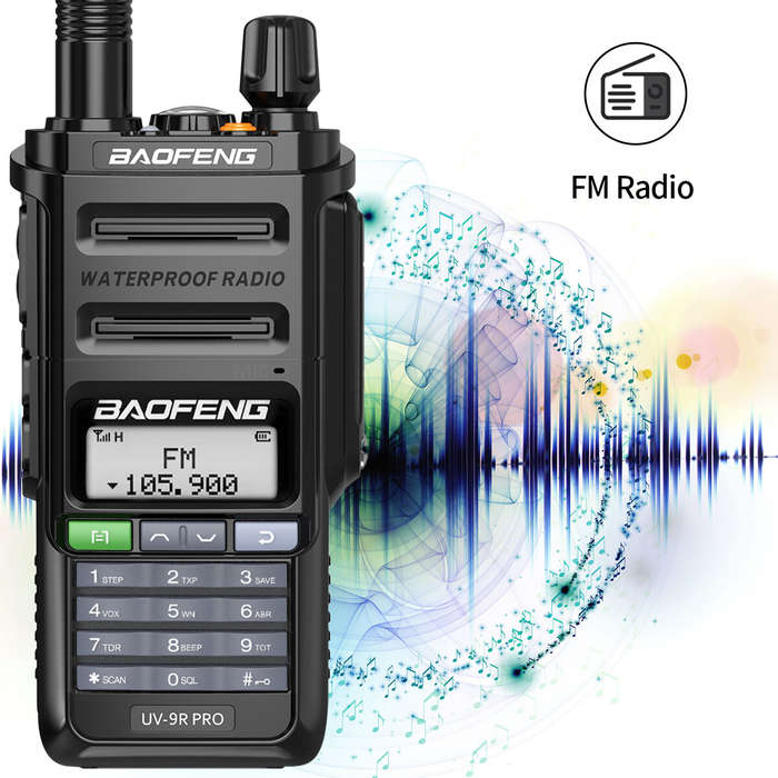 Black - Baofeng UV-9R PRO V2 128 Channels High-Power Walkie Talkie UV Dual Band CB Ham Radio IP68 Wa