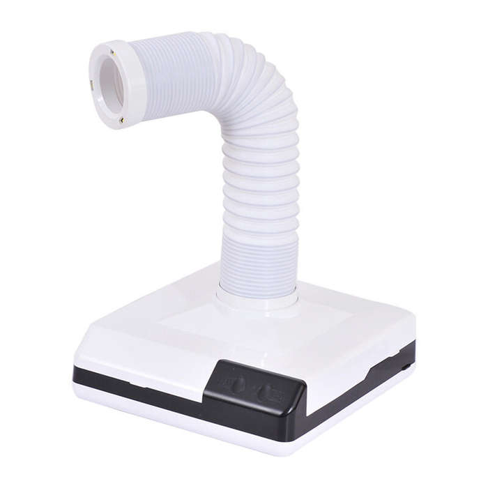 White - 60W Nail Dust Collector with Lamp Woodworking Dust Collector Adjustable Speed Nail Fan Dust