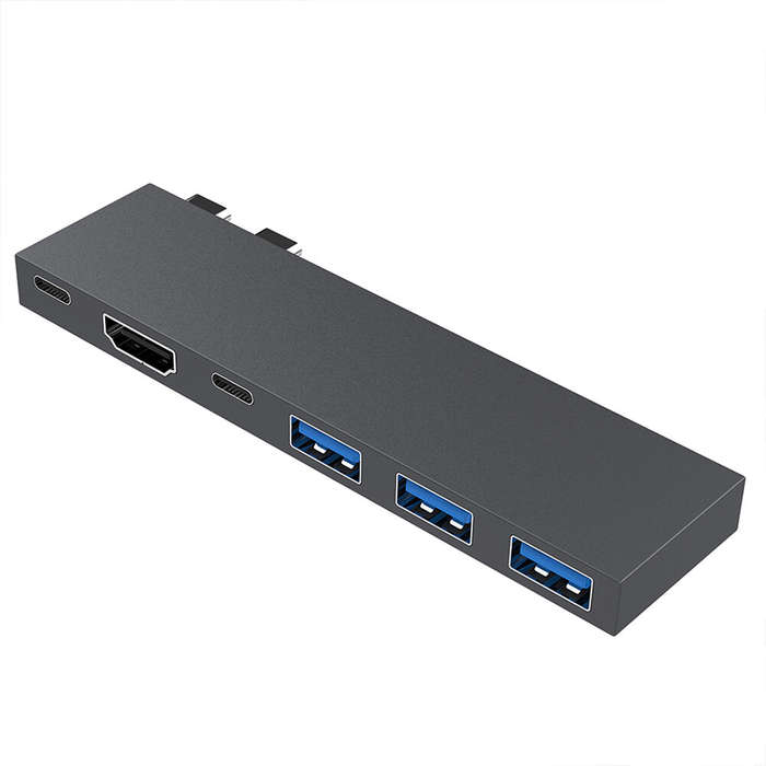 6 in 1 Dual-interface Type-C Docking Station USB-C Hub with USB3.0*3 PD100W USB-C 5Gbps USB-C 3.0 4K