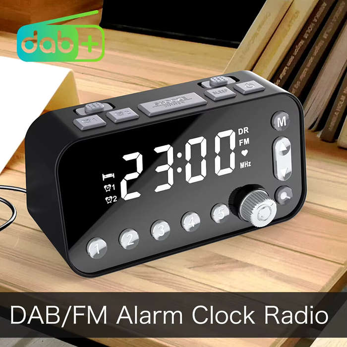 Black - MD-A1 Wireless bluetooth Speaker FM Radio Small Mini Alarm Clock with LED Digital Display Du