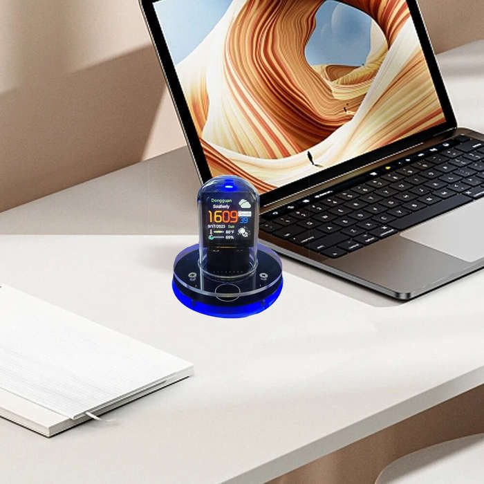 Black - Smart WIFI RGB Neon Tube Clock Nixie Tube Clock Smart Wifi Glow DIY Tube Clocks Cyber Style