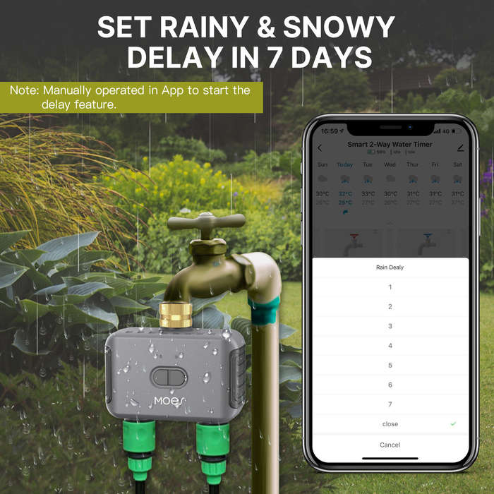 Grey - Tuya bluetooth Smart Garden Sprinkler Water Timer by 2 Way Rain Delay Filter Washer Programma