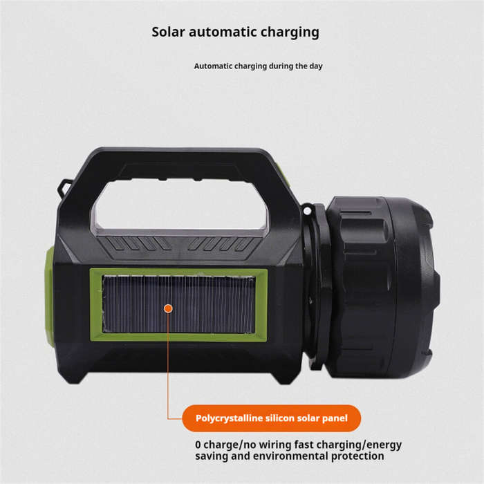 Black - Bikight Solar Flashlight for Emergencies Search LED Solar Camping Lights Multifunctional Fla