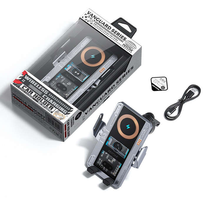 Black - WEKOME WP-U208 15W Car Transparent Magnetic Wireless Charging Stand 360 Adjustable Automatic