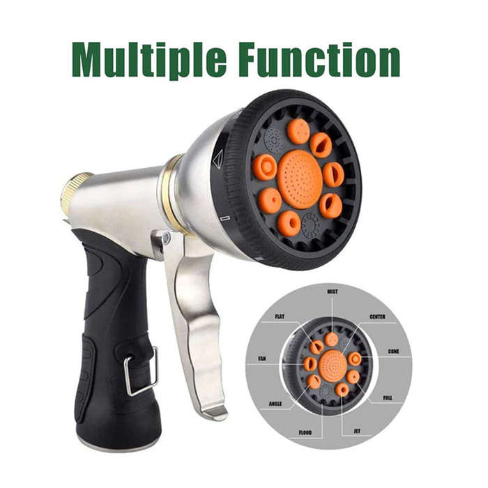 Black - 9-Pattern Adjustable Hose Sprinkle Nozzle Multifunctional Irrigation Sprayer Zinc Alloy Ergo