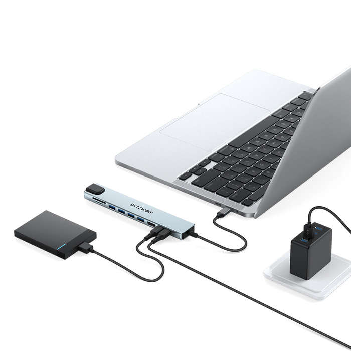 BlitzWolf BW-NEW TH5 10 in 1 USB Hubs with HDMI 4K@30Hz USB3.0 / USB2.0 / Type-C 2.0 / RJ45 Ethernet