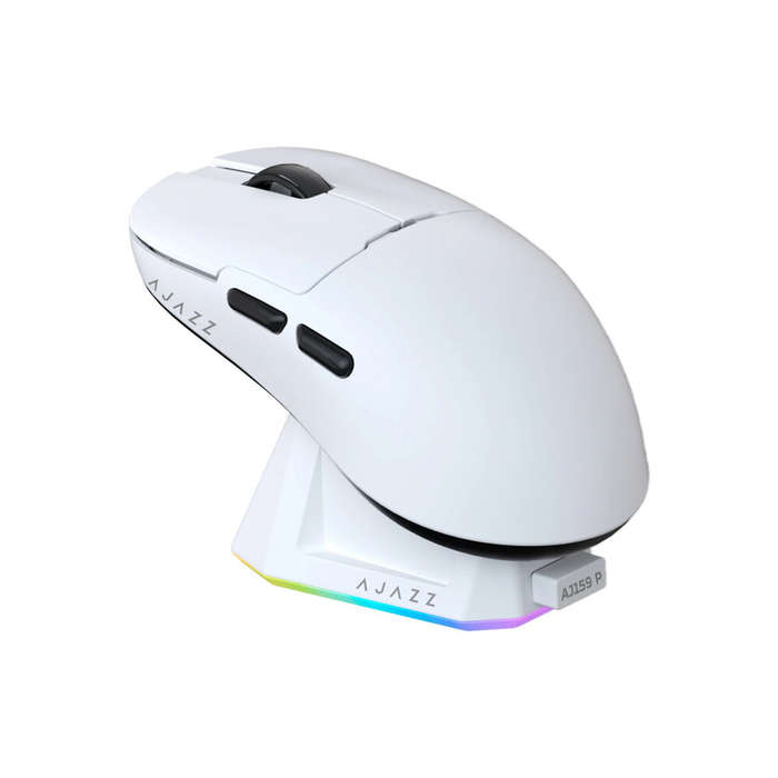 White - AJAZZ AJ159P E-sports Game Mouse Dual Mode Wireless PAW3395 Sensor 2.4G/Wired 56g Lightweigh
